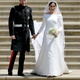Prince Harry, Duke of Sussex and the Duchess of Sussex depart after their wedding ceremony at St George’s Chapel at Windsor Castle on May 19, 2018 in Windsor, England.